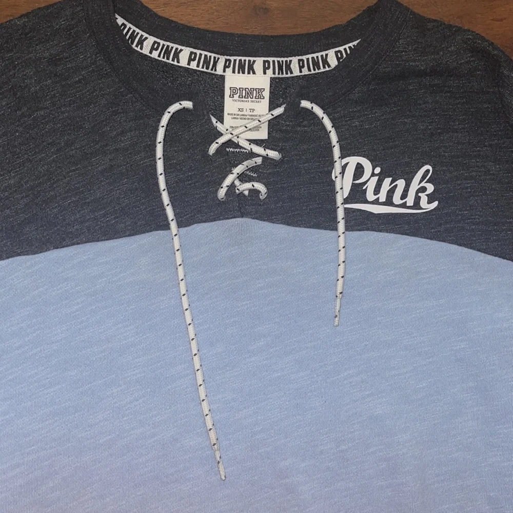 Lace up pink Victoria secret sweatshirt. - Picture 2 of 2